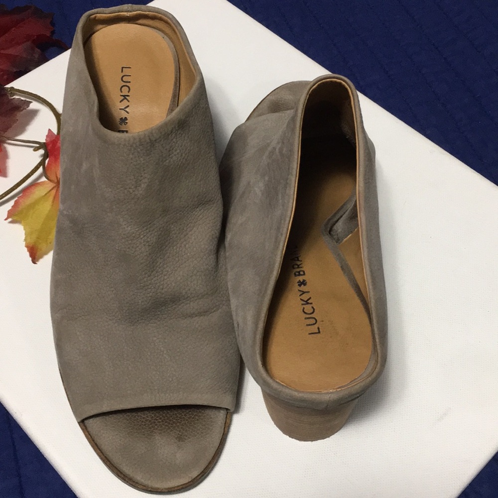 Lucky Brand, open toe booties